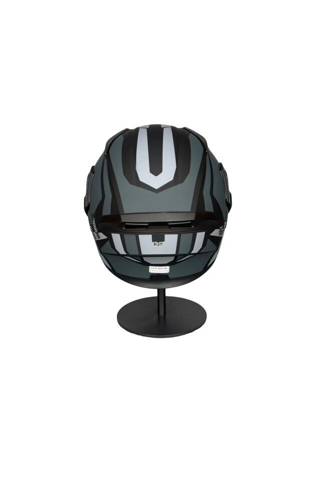 - 902 Güneş Vizörlü Çene Açılır Kask H1 GREY (Smoke Vizörlü) Gri - S