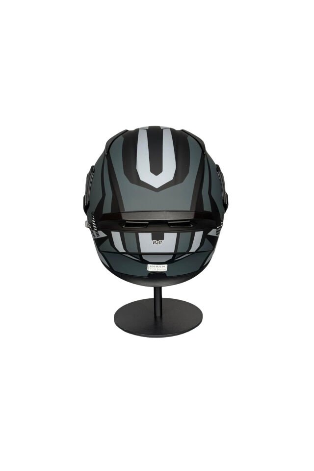 - 902 Güneş Vizörlü Çene Açılır Kask H1 GREY (Şeffaf Vizörlü) Gri - L