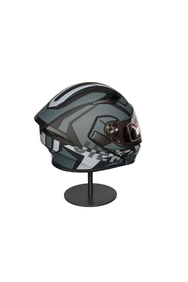 - 902 Güneş Vizörlü Çene Açılır Kask H1 GREY (Şeffaf Vizörlü) Gri - L