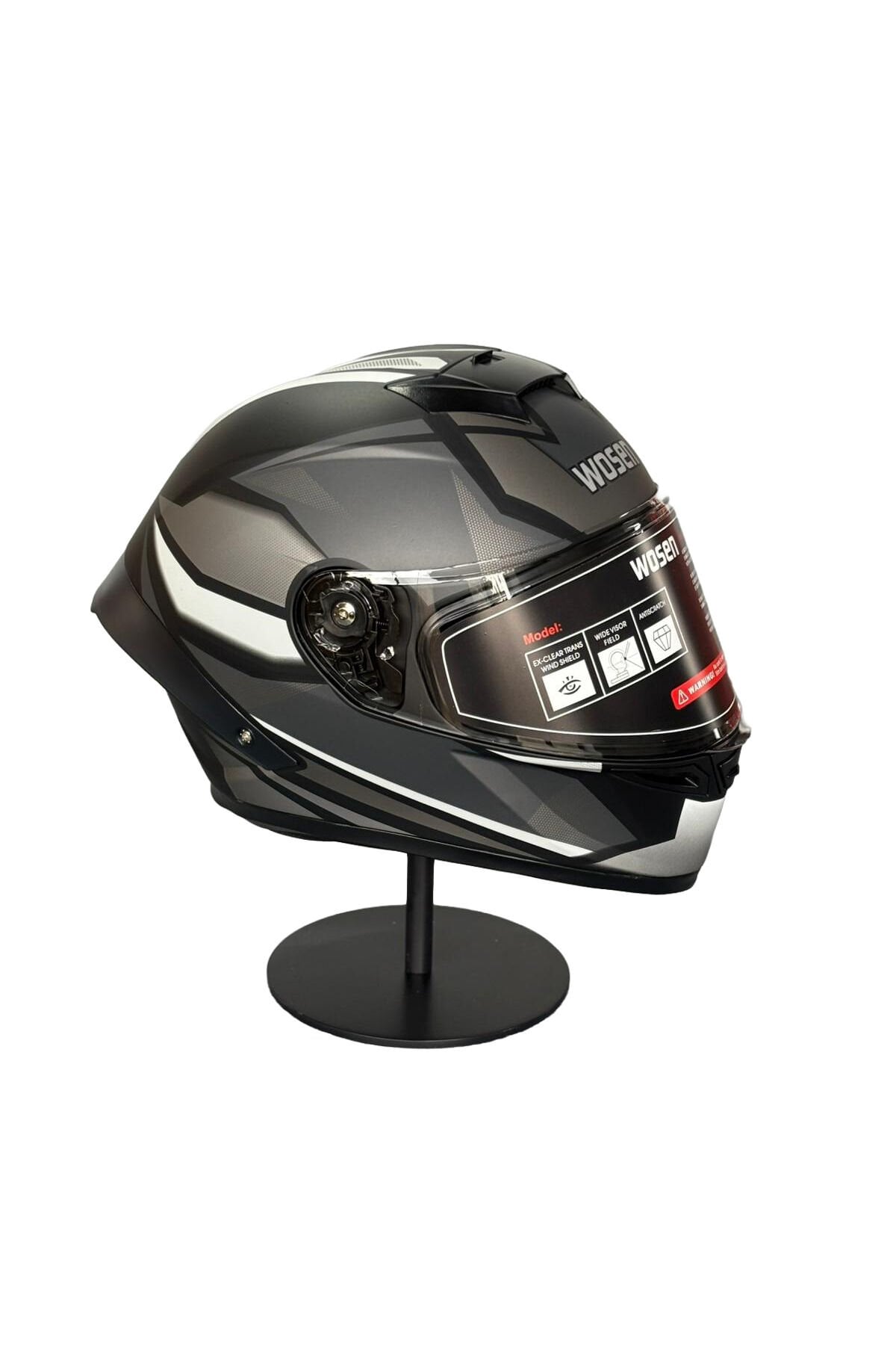 SCHARF Ws-602 Güneş Gözlüklü Full Face Kask (Şeffaf Vizörlü) MATT BLACK K4 (602) SİYAH - M