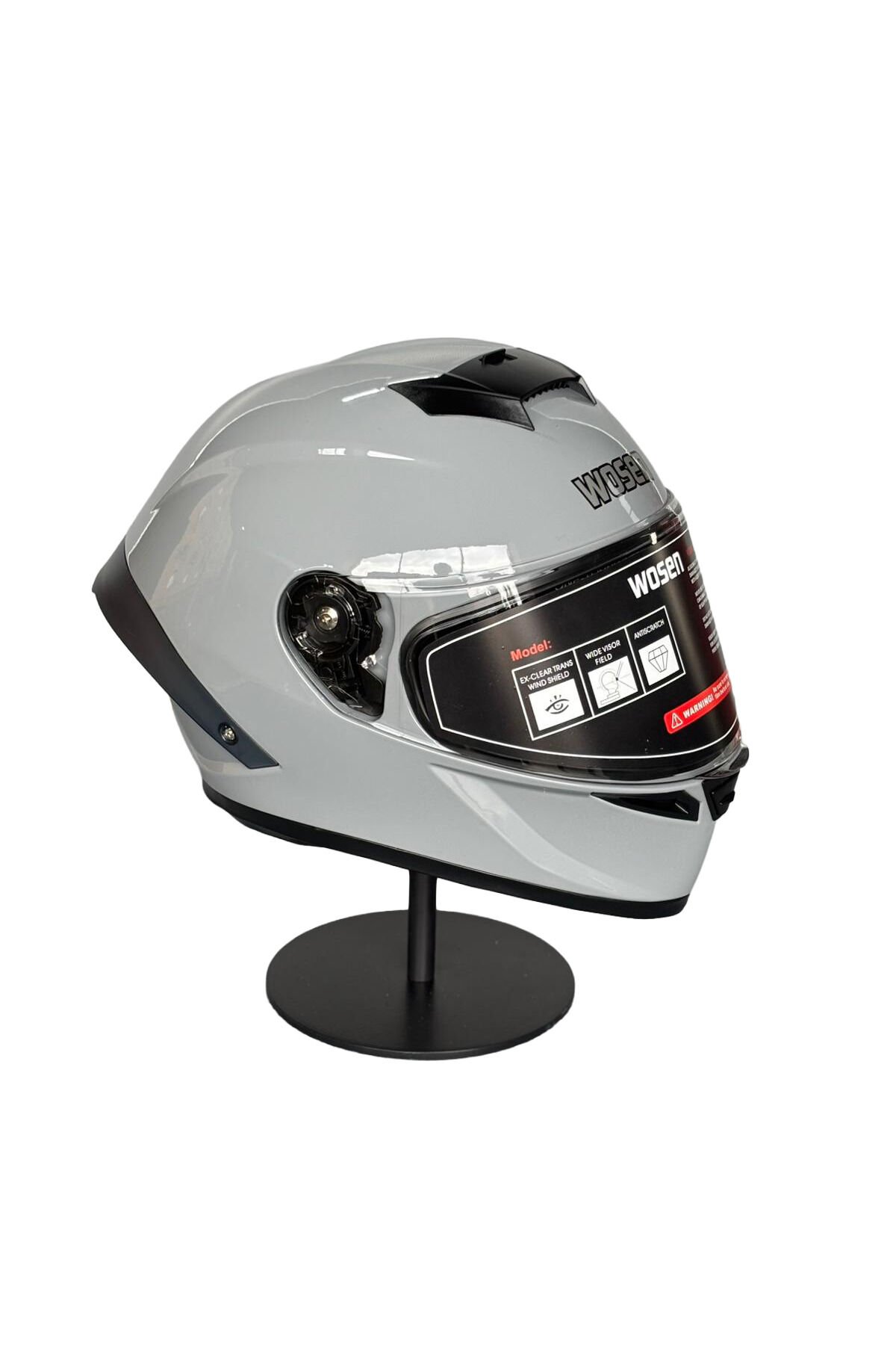 SCHARF Ws-602 Güneş Gözlüklü Full Face Kask (Şeffaf Vizörlü) Cement Grey (602) Gri - XL
