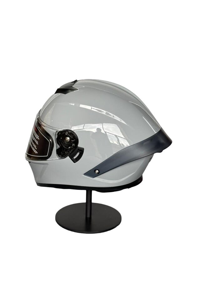 SCHARF Ws-602 Güneş Gözlüklü Full Face Kask (Şeffaf Vizörlü) Cement Grey (602) Gri - L