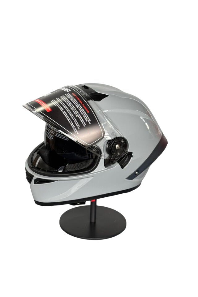 SCHARF Ws-602 Güneş Gözlüklü Full Face Kask (Şeffaf Vizörlü) Cement Grey (602) Gri - M