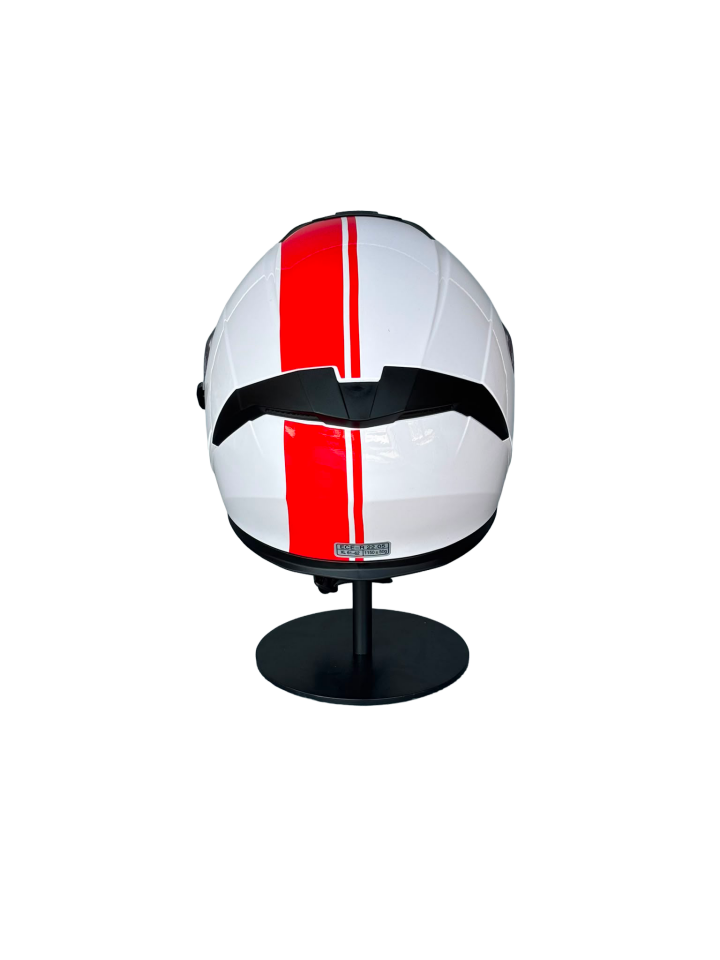 526 White/Y2Red Güneş Gözlüklü Yarım Motosiklet Kaskı (Şeffaf Vizörlü)