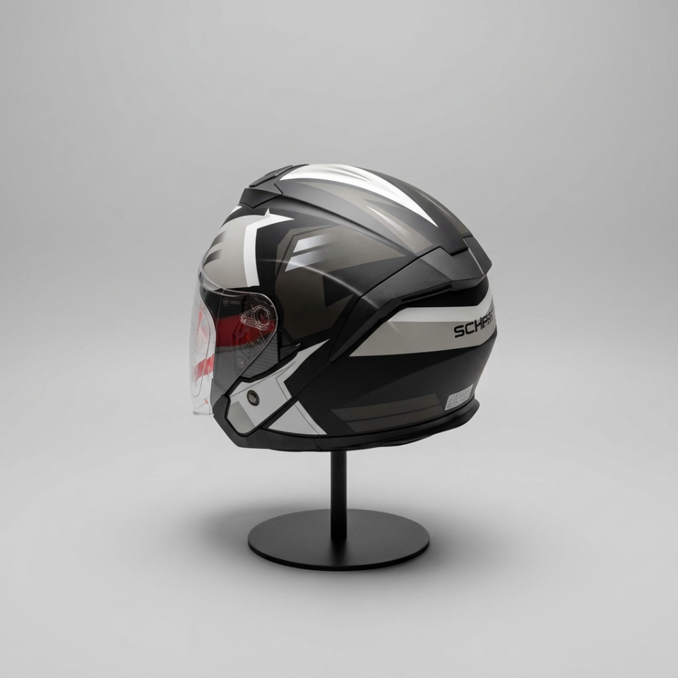 528 Şeffaf Vizörlü Yarım Motosiklet Kaskı - Güneş Camlı Açık Kask (S1 SILVER)