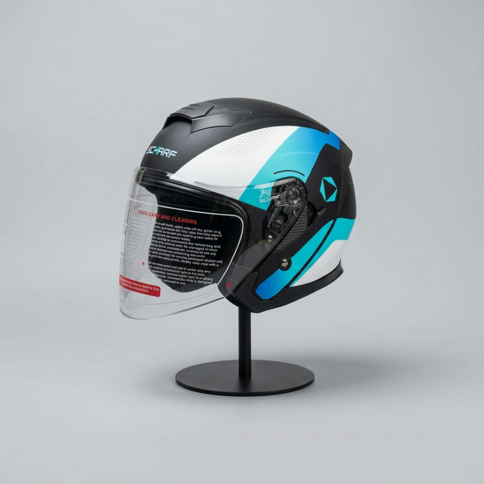 528 Şeffaf Vizörlü Yarım Motosiklet Kaskı - Güneş Camlı Açık Kask (T1 SILVER)