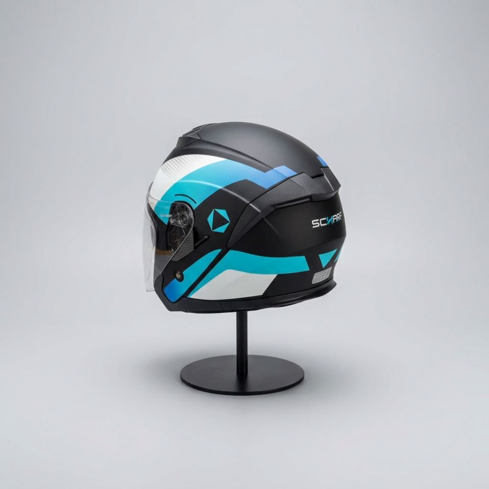 528 Şeffaf Vizörlü Yarım Motosiklet Kaskı - Güneş Camlı Açık Kask (T1 SILVER)
