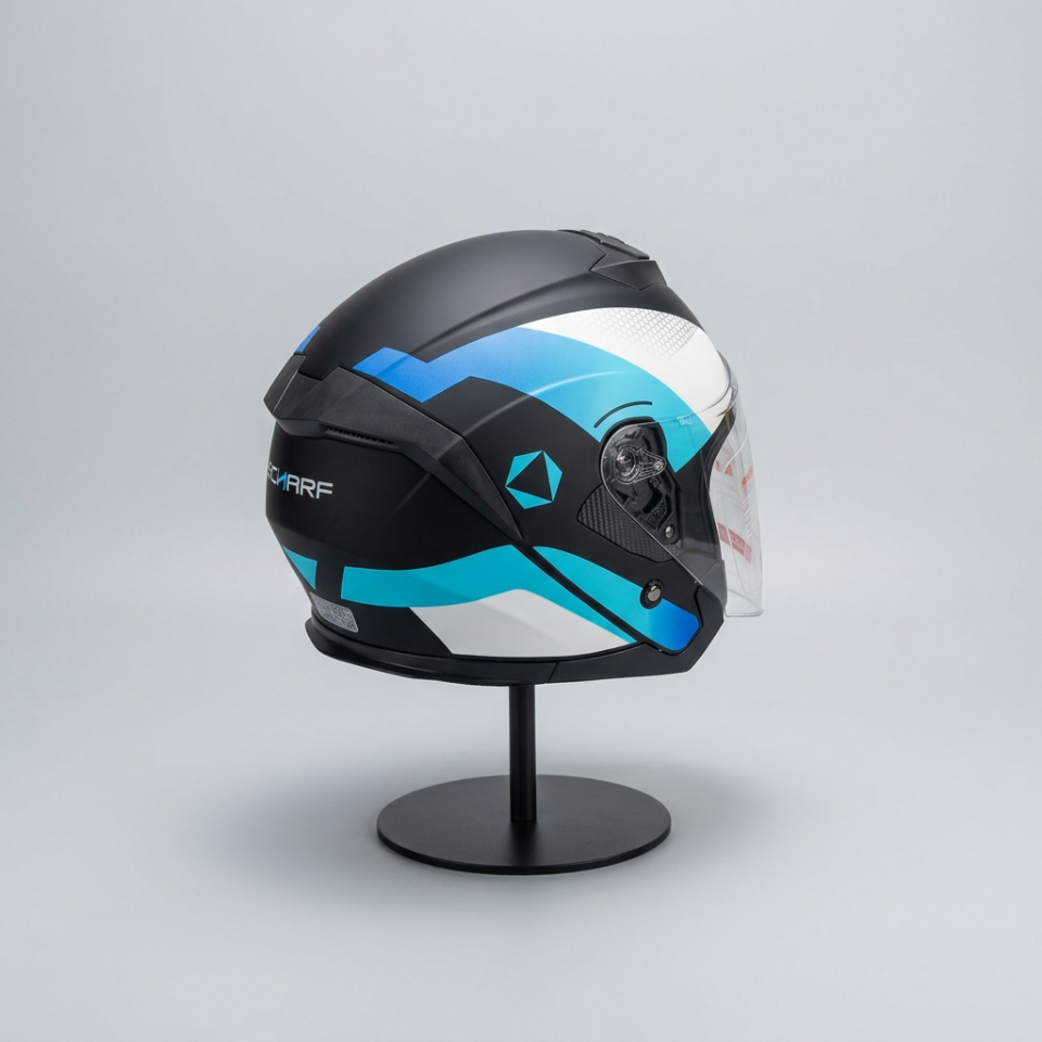 528 Şeffaf Vizörlü Yarım Motosiklet Kaskı - Güneş Camlı Açık Kask (T1 SILVER)