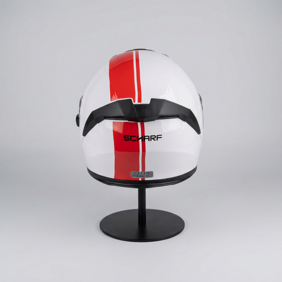 528 Şeffaf Vizörlü Yarım Motosiklet Kaskı - Güneş Camlı Açık Kask (WHITE Y2RED)