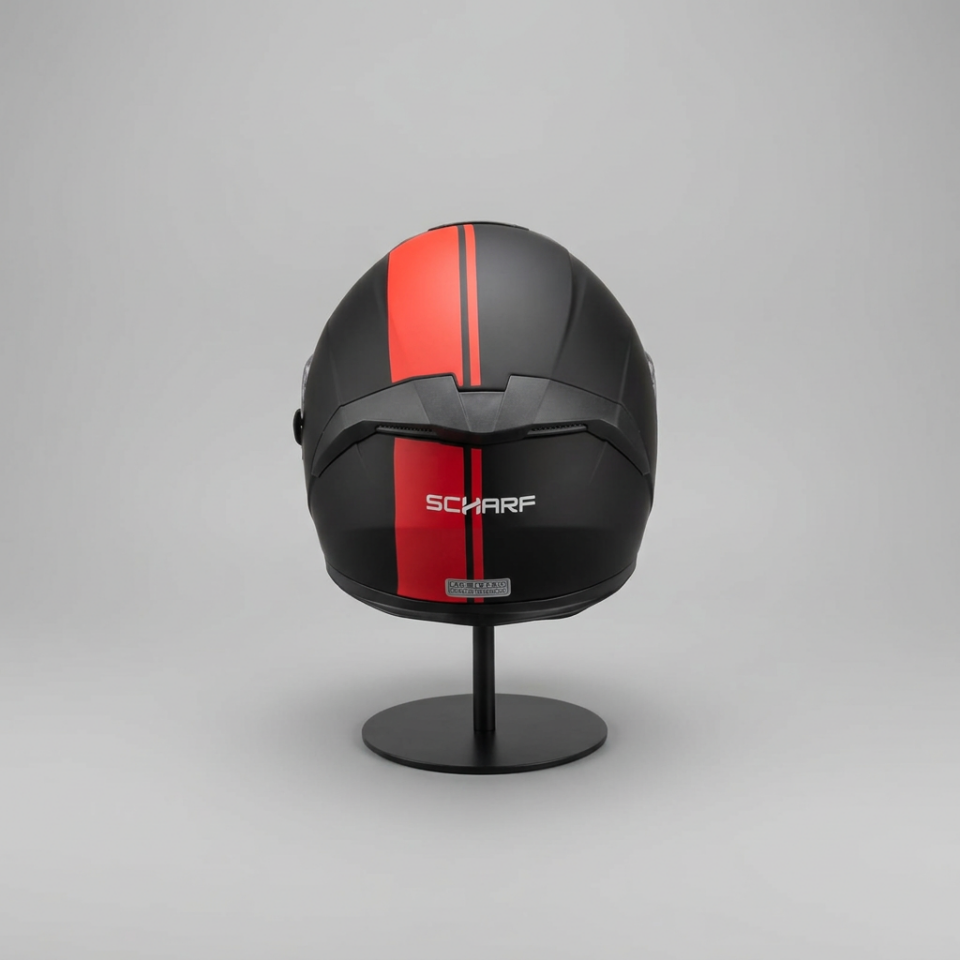 528 Şeffaf Vizörlü Yarım Motosiklet Kaskı - Güneş Camlı Açık Kask (MBLACK Y2RED)