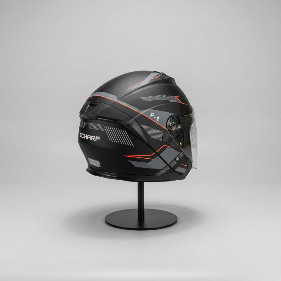 528 Şeffaf Vizörlü Yarım Motosiklet Kaskı - Güneş Camlı Açık Kask (G1)