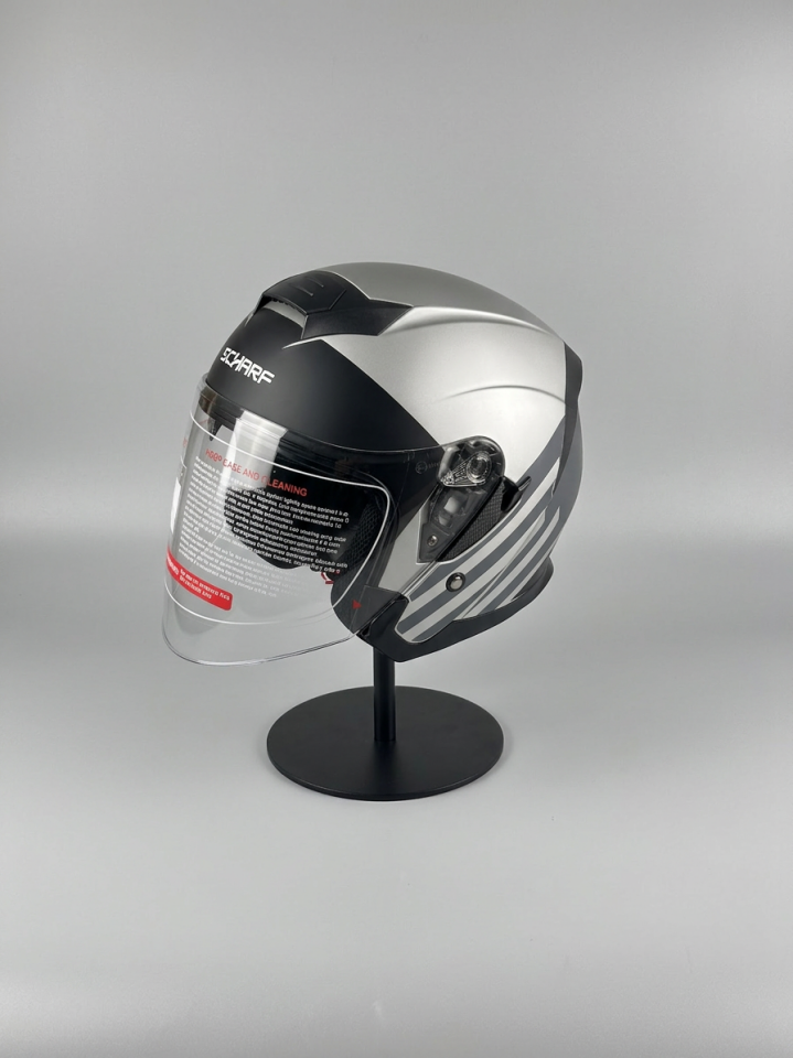 528 Şeffaf Vizörlü Yarım Motosiklet Kaskı - Güneş Camlı Açık Kask (P1)