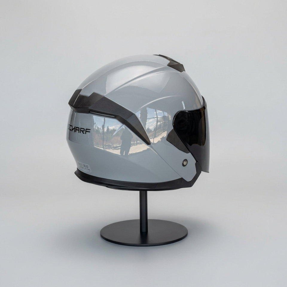 528 Siyah Vizörlü Yarım Motosiklet Kaskı - Güneş Camlı Açık Kask (Nardo Gri)
