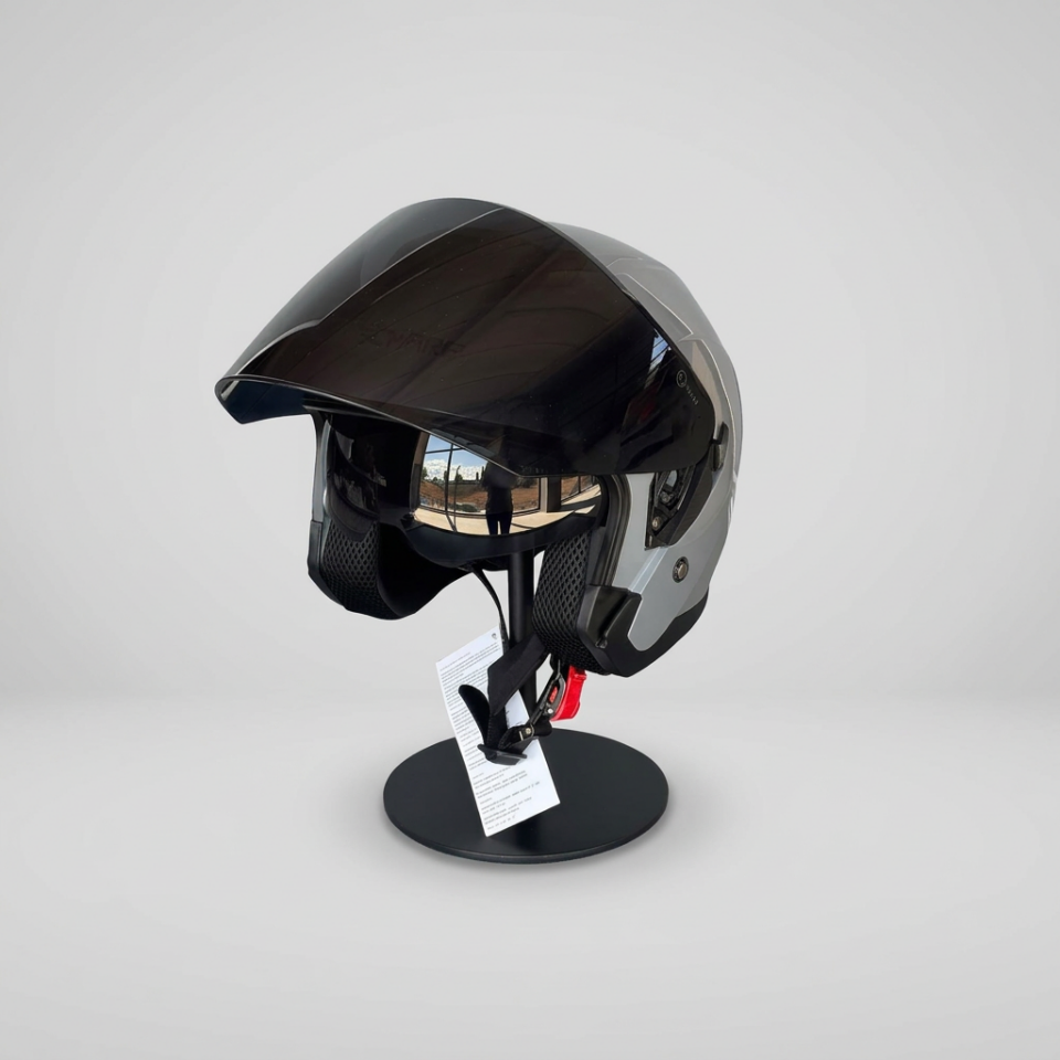 528 Siyah Vizörlü Yarım Motosiklet Kaskı - Güneş Camlı Açık Kask (Nardo Gri)
