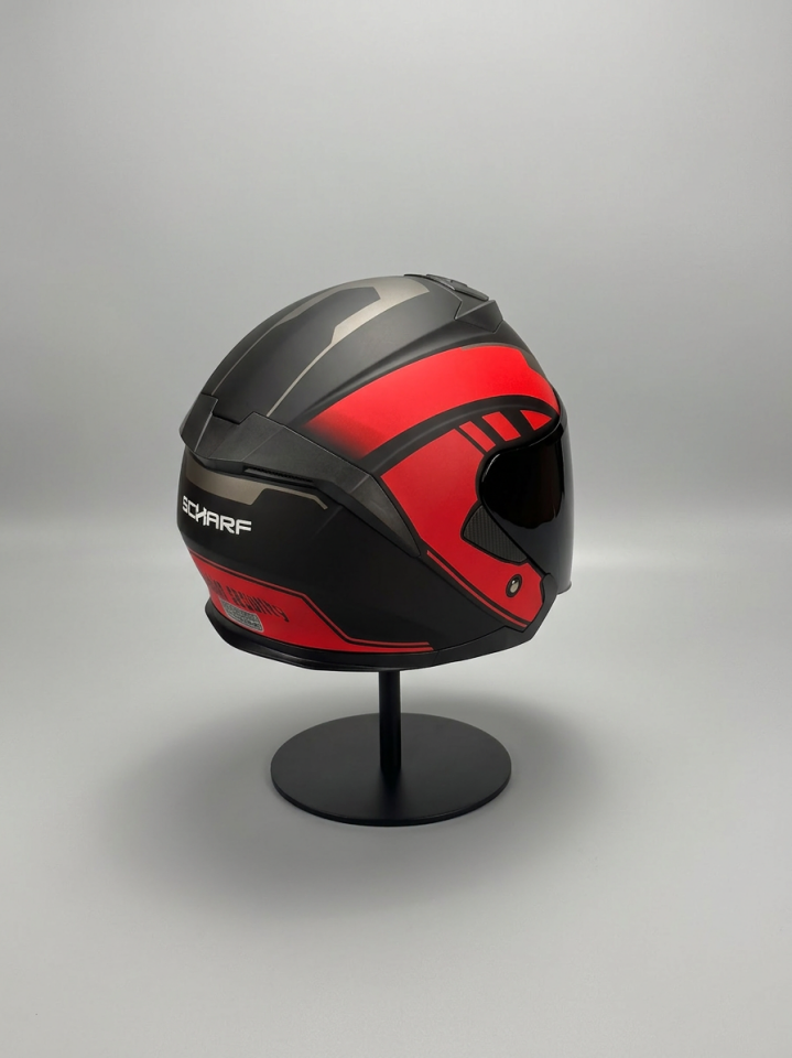 528 Siyah Vizörlü Yarım Motosiklet Kaskı - Güneş Camlı Açık Kask (R1 RED)