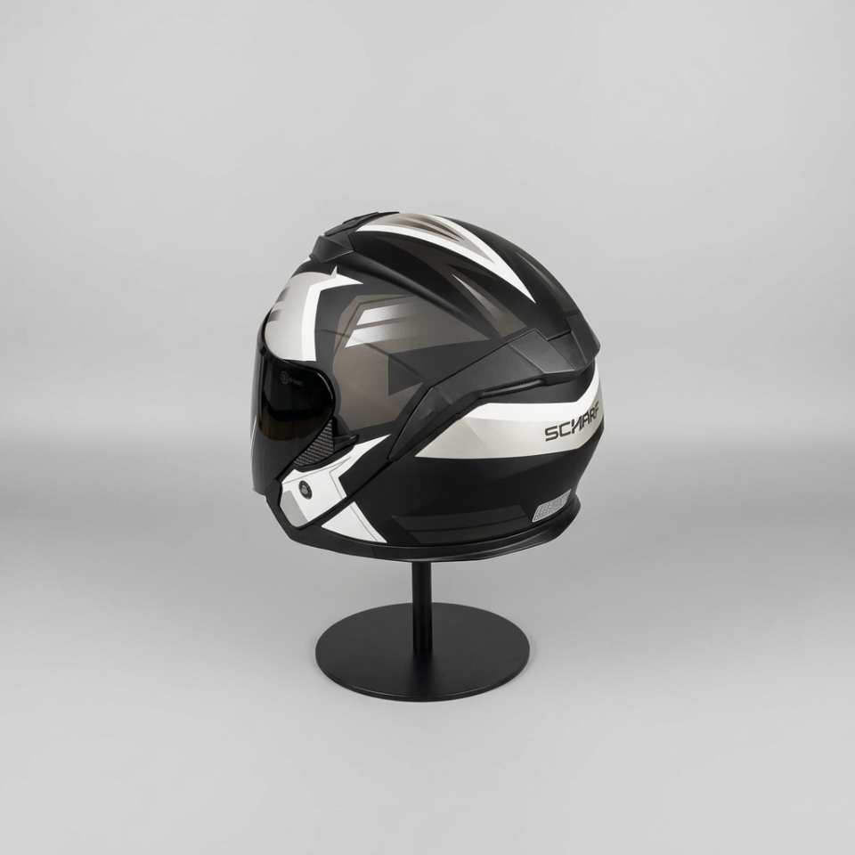 528 Siyah Vizörlü Yarım Motosiklet Kaskı - Güneş Camlı Açık Kask (S1 SILVER)