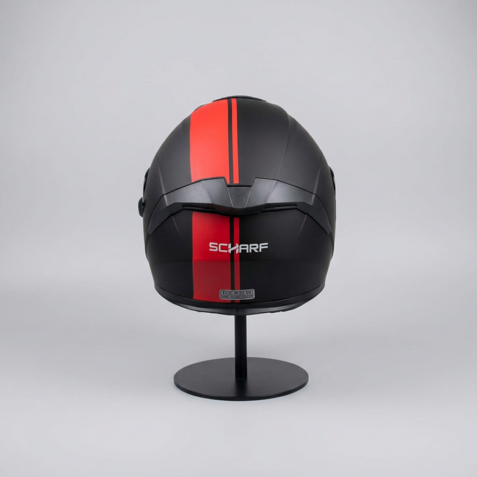 528 Siyah Vizörlü Yarım Motosiklet Kaskı - Güneş Camlı Açık Kask (MBLACK Y2RED)
