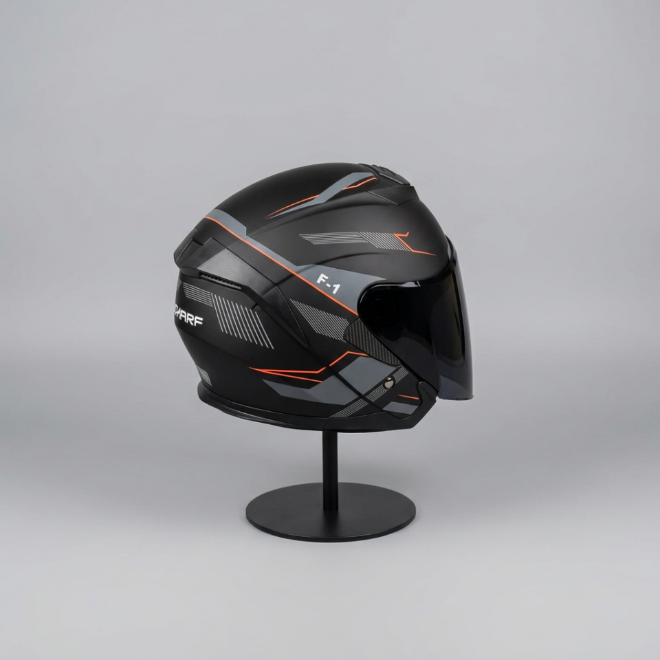 528 Siyah Vizörlü Yarım Motosiklet Kaskı - Güneş Camlı Açık Kask (G1)