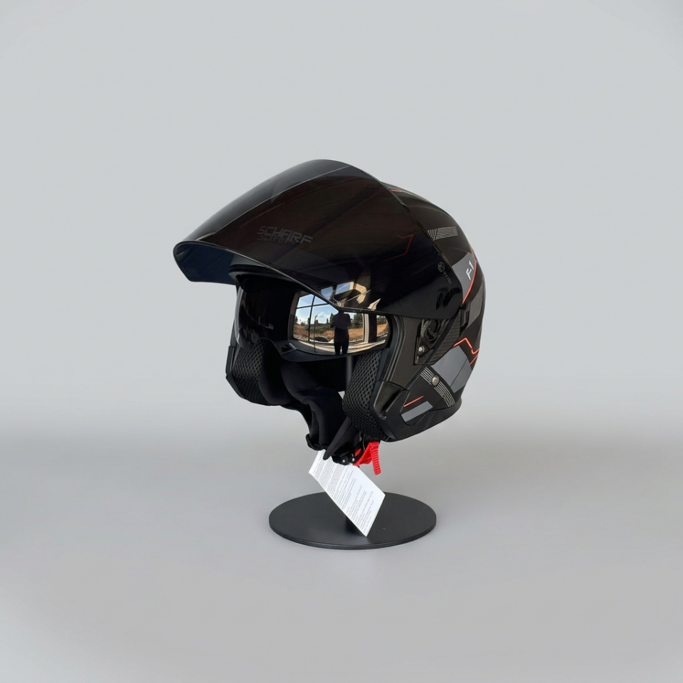 528 Siyah Vizörlü Yarım Motosiklet Kaskı - Güneş Camlı Açık Kask (G1)