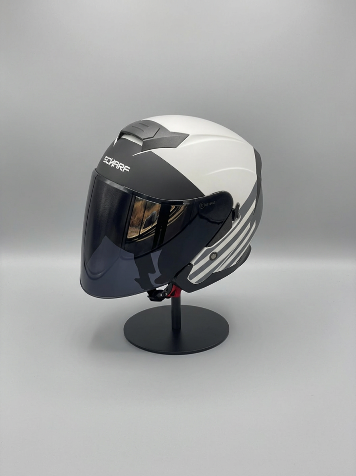 528 Siyah Vizörlü Yarım Motosiklet Kaskı - Güneş Camlı Açık Kask (P1)