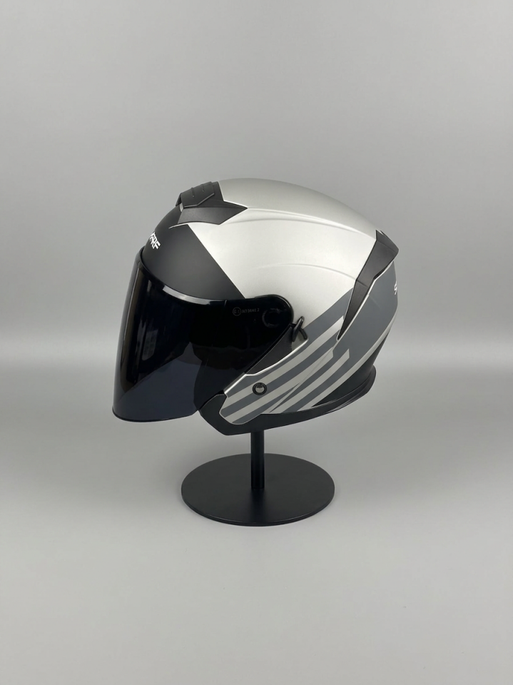 528 Siyah Vizörlü Yarım Motosiklet Kaskı - Güneş Camlı Açık Kask (P1)