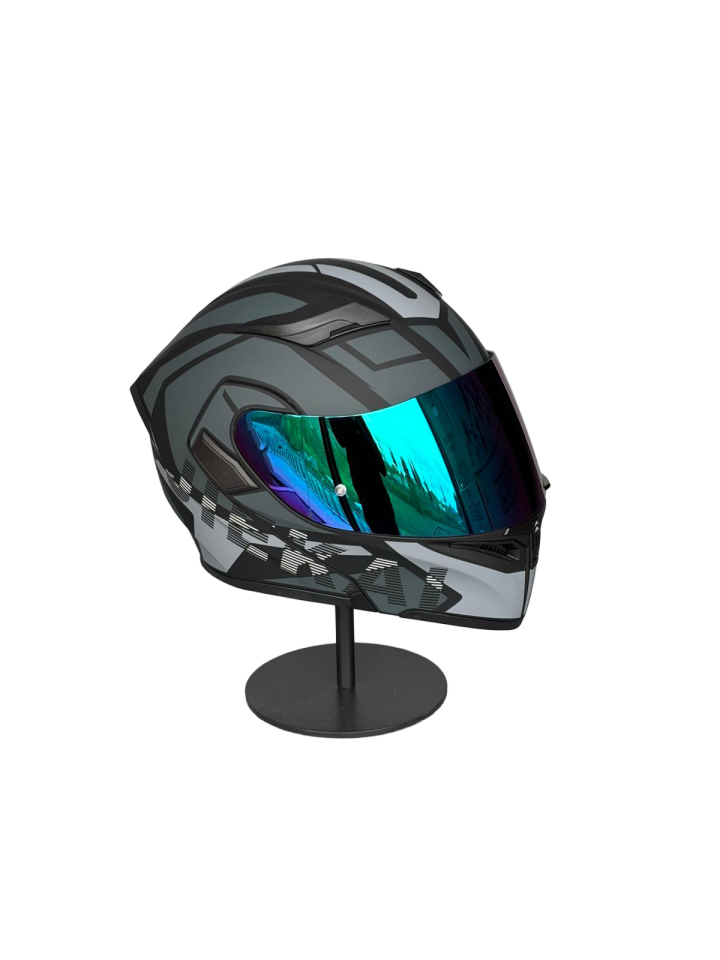 902 Güneş Vizörlü Çene Açılır Kask H1 GREY (RainBowGreen Vizörlü)