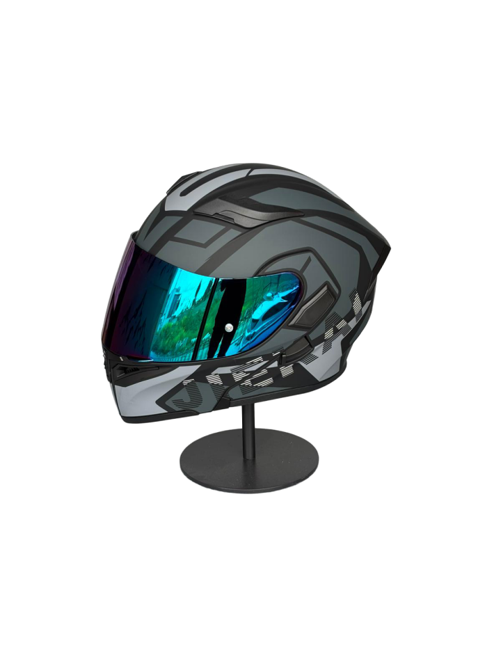 902 Güneş Vizörlü Çene Açılır Kask H1 GREY (RainBowGreen Vizörlü)