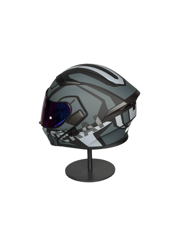902 Güneş Vizörlü Çene Açılır Kask H1 GREY (RainBowGreen Vizörlü)