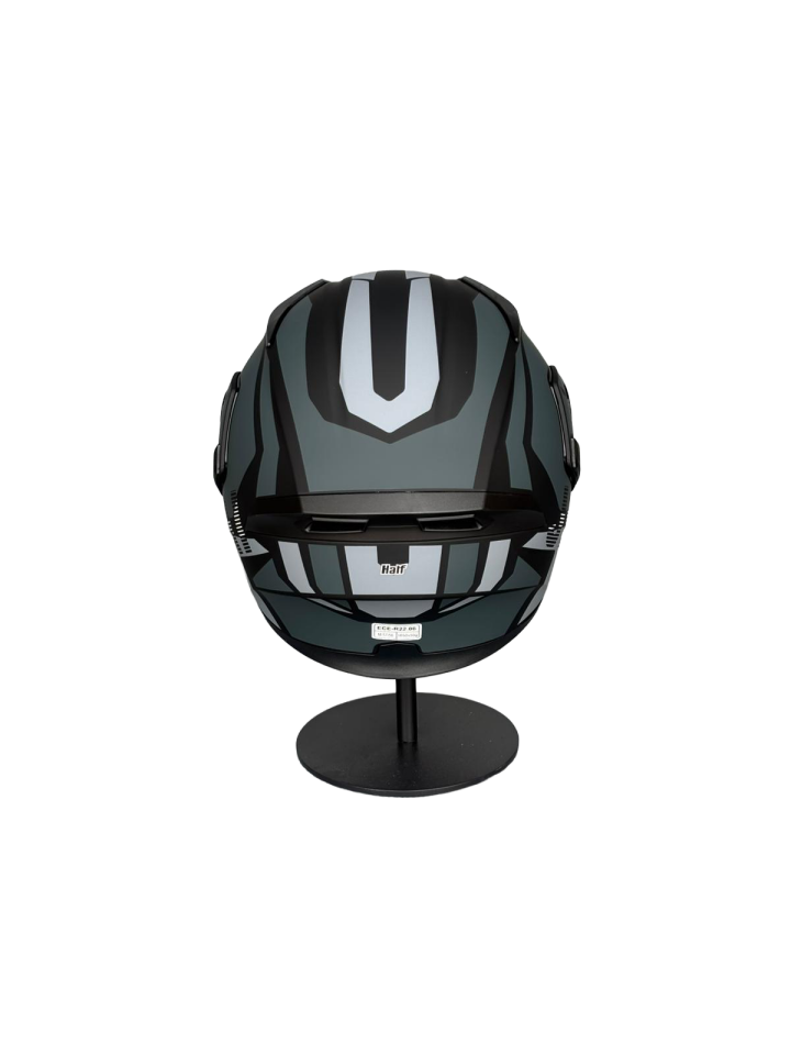 902 Güneş Vizörlü Çene Açılır Kask H1 GREY (RainBowGreen Vizörlü)