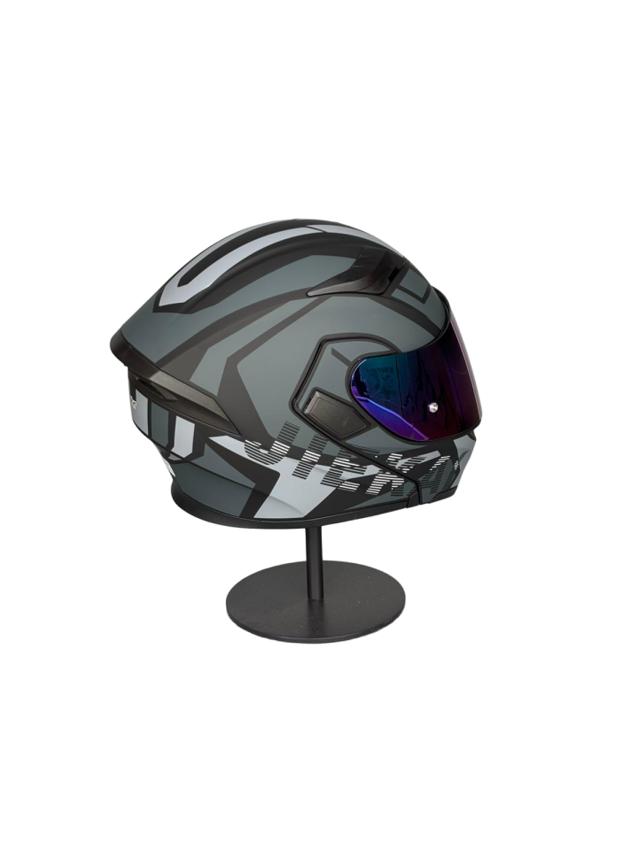 902 Güneş Vizörlü Çene Açılır Kask H1 GREY (RainBowGreen Vizörlü)