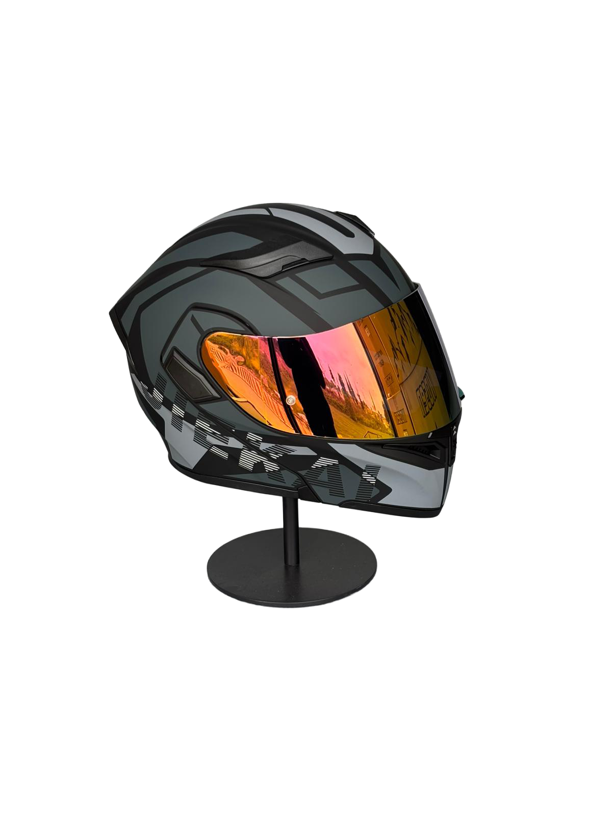 902 Güneş Vizörlü Çene Açılır Kask H1 GREY (RosePink Vizörlü)