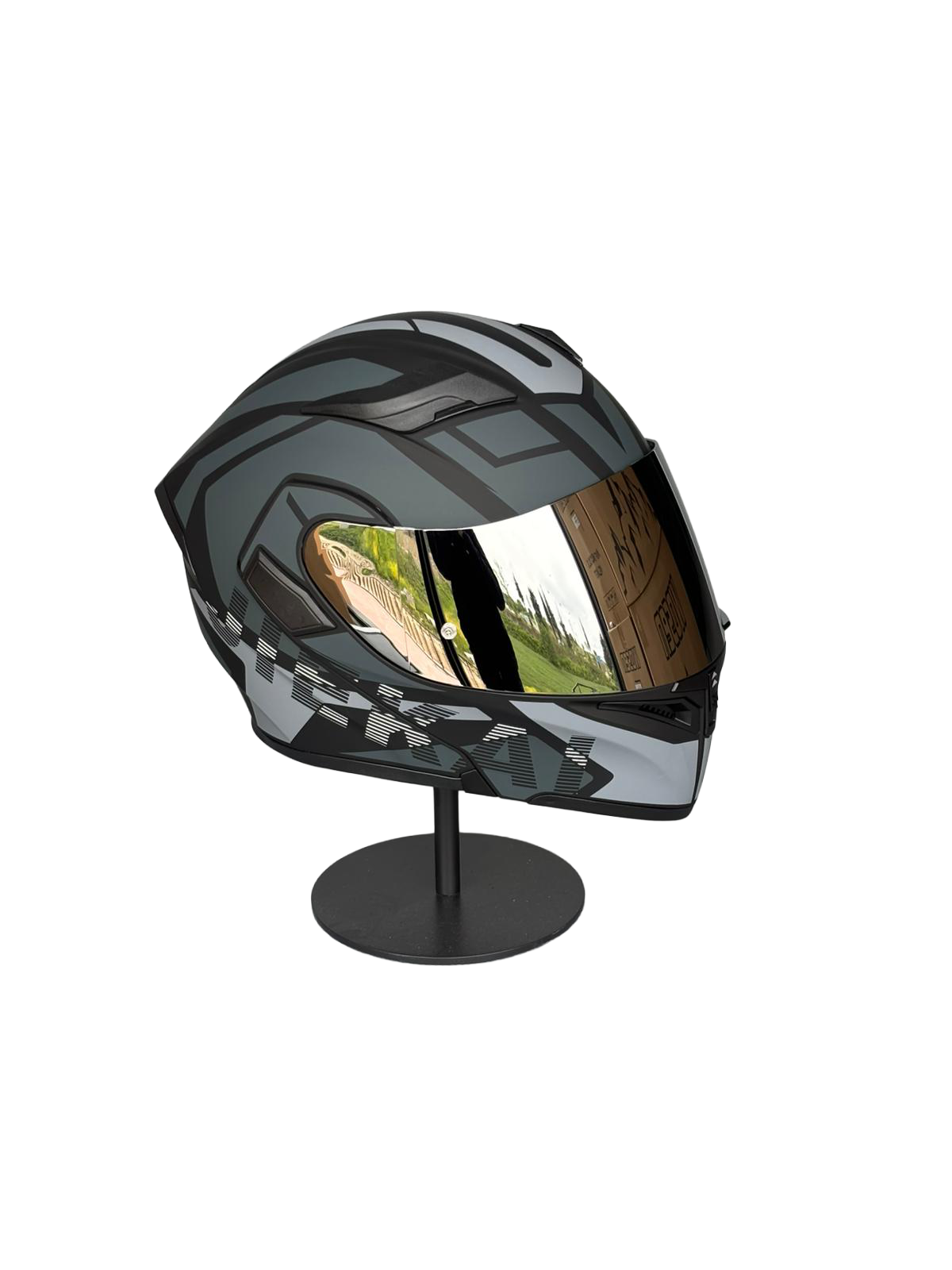 - 902 Güneş Vizörlü Çene Açılır Kask H1 GREY (Silver Vizörlü)