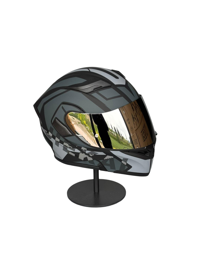 - 902 Güneş Vizörlü Çene Açılır Kask H1 GREY (Silver Vizörlü)