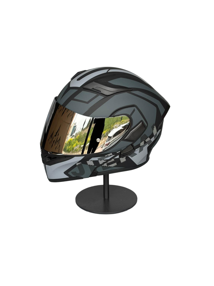 - 902 Güneş Vizörlü Çene Açılır Kask H1 GREY (Silver Vizörlü)