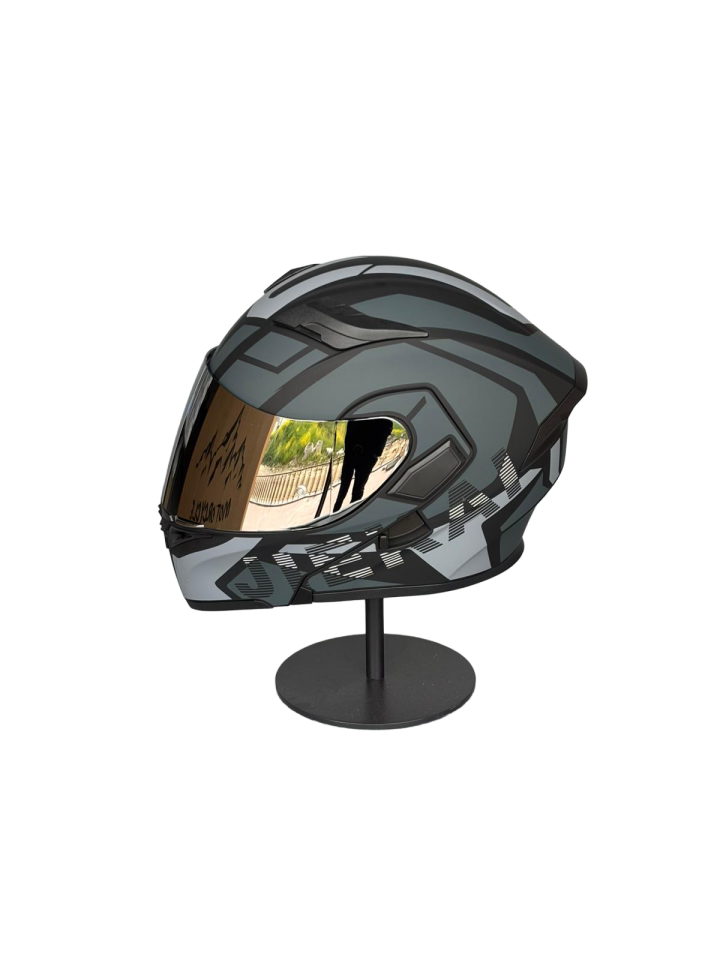 - 902 Güneş Vizörlü Çene Açılır Kask H1 GREY (Silver Vizörlü)