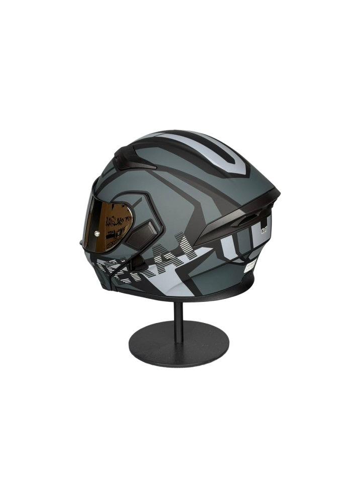 - 902 Güneş Vizörlü Çene Açılır Kask H1 GREY (Silver Vizörlü)
