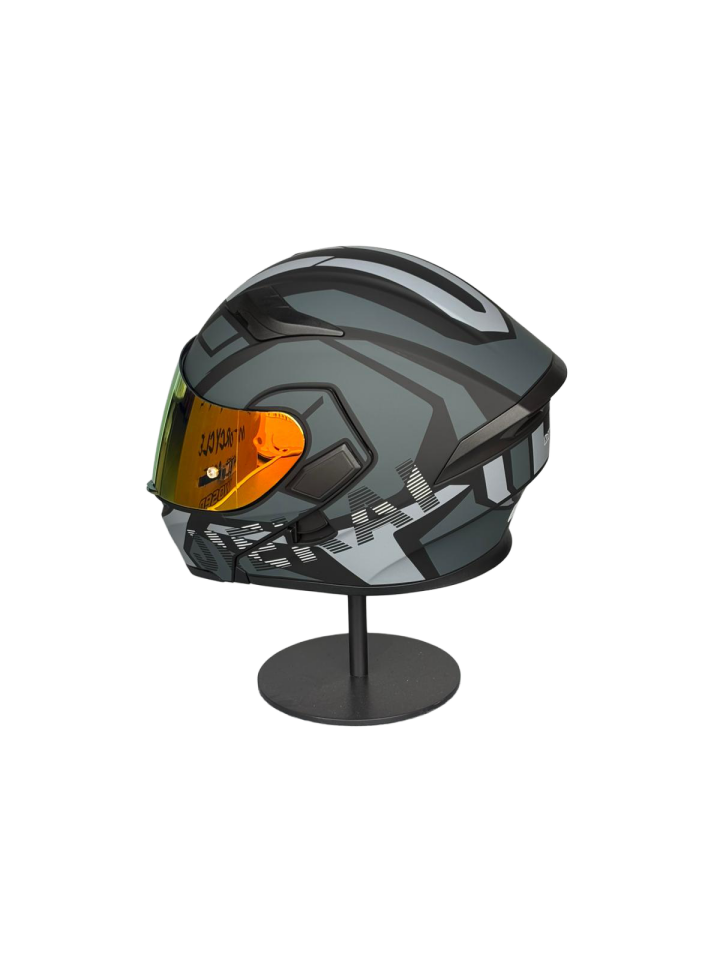 - 902 Güneş Vizörlü Çene Açılır Kask H1 GREY (DarkRed Vizörlü)