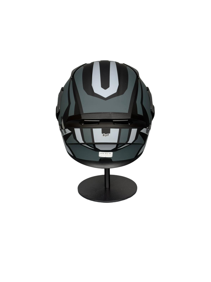 - 902 Güneş Vizörlü Çene Açılır Kask H1 GREY (DarkRed Vizörlü)