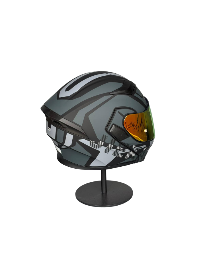 - 902 Güneş Vizörlü Çene Açılır Kask H1 GREY (DarkRed Vizörlü)