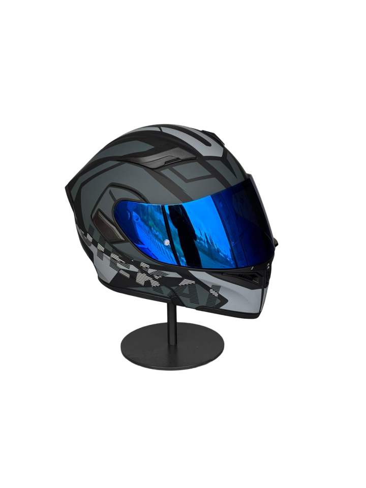- 902 Güneş Vizörlü Çene Açılır Kask H1 GREY (DarkBlue Vizörlü)