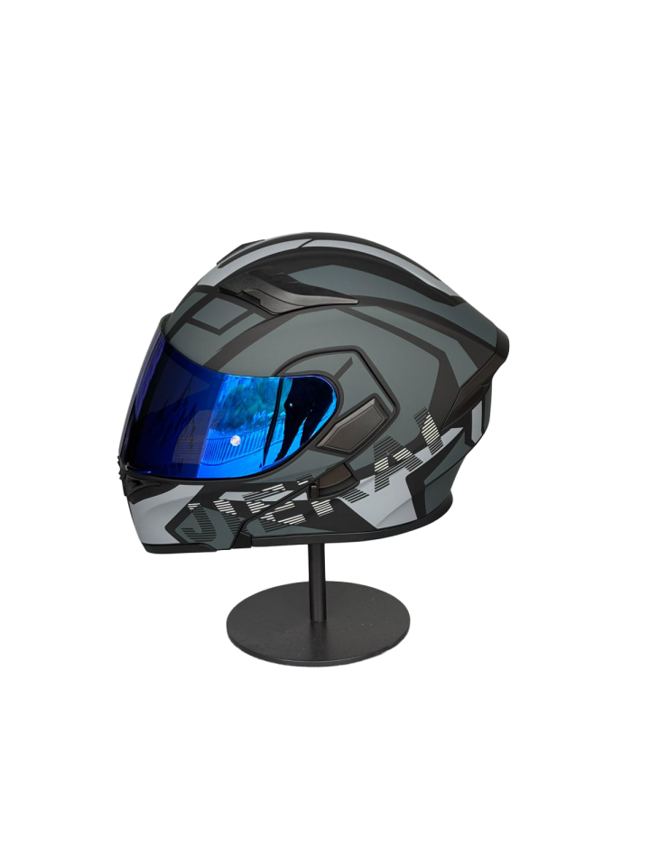 - 902 Güneş Vizörlü Çene Açılır Kask H1 GREY (DarkBlue Vizörlü)