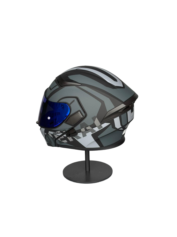 - 902 Güneş Vizörlü Çene Açılır Kask H1 GREY (DarkBlue Vizörlü)