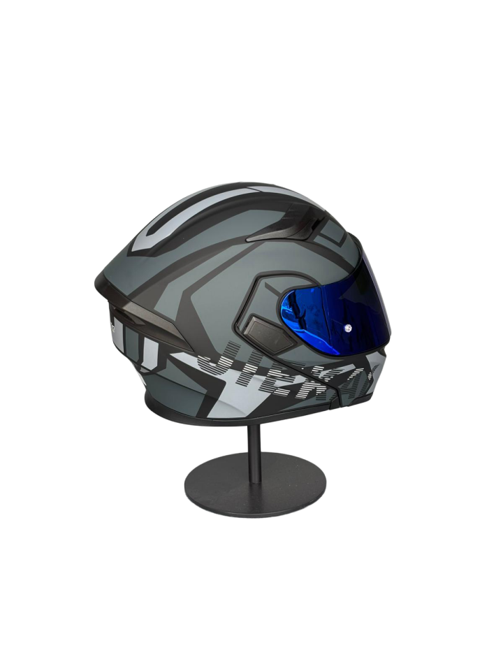 - 902 Güneş Vizörlü Çene Açılır Kask H1 GREY (DarkBlue Vizörlü)