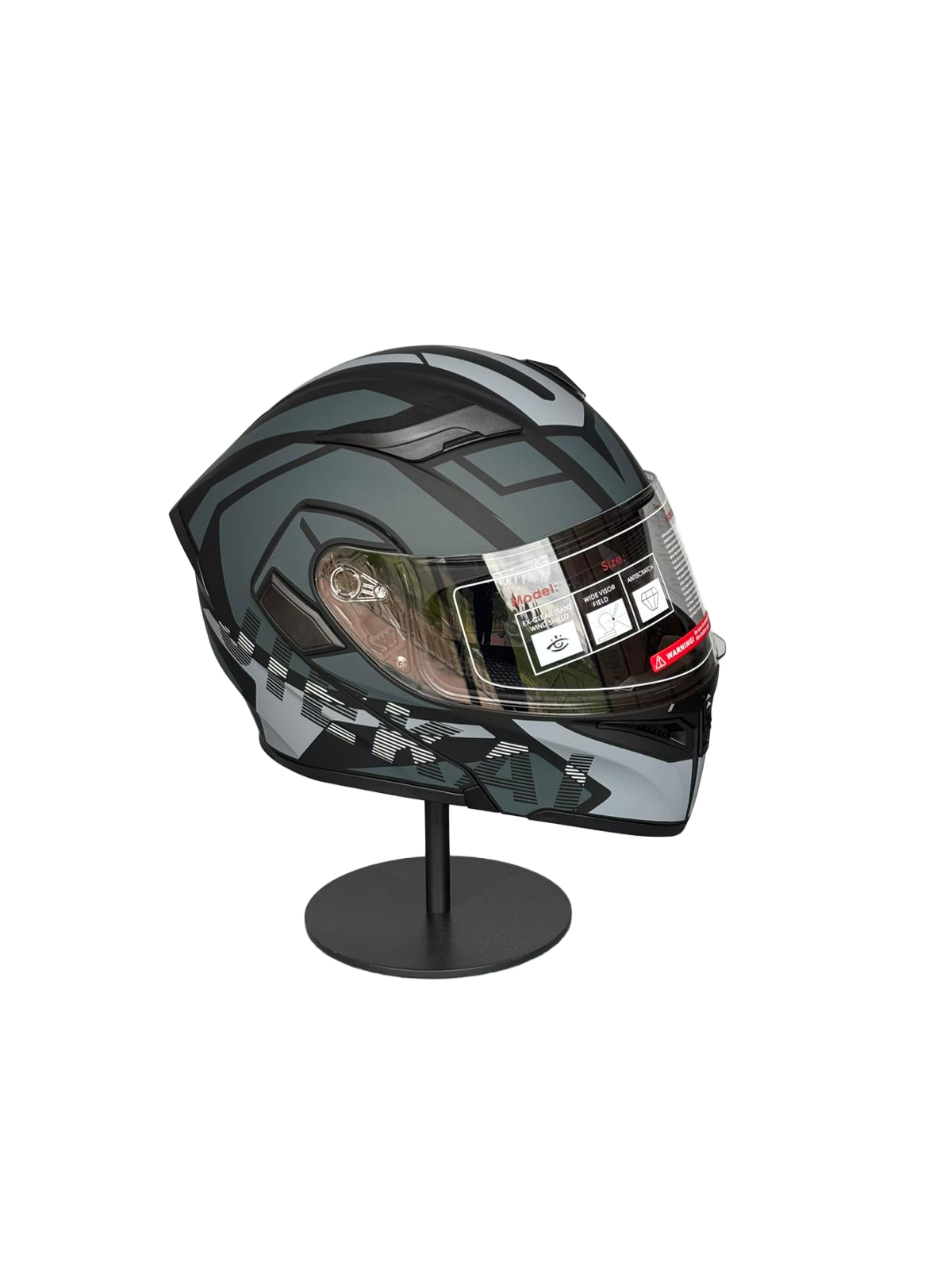 - 902 Güneş Vizörlü Çene Açılır Kask H1 GREY (Şeffaf Vizörlü)