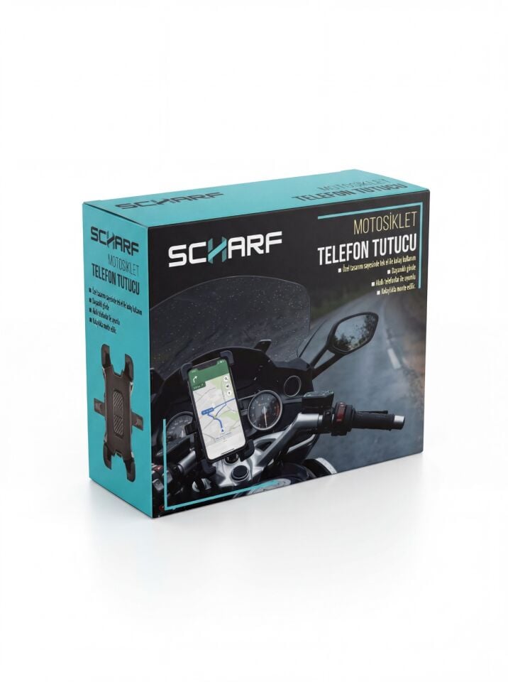 SCHARF Motosiklet Telefon Tutucu Gidon Bağlantılı - 360° Ayarlanabilir, Sabitleme, Telefon Tutucu