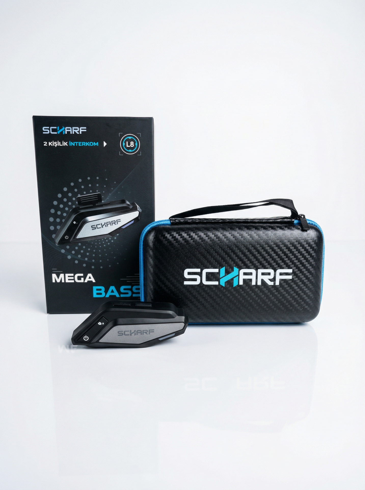SCHARF L8 PRO Mega Bass 2. Nesil Bluetooth 5.4 Motosiklet Intercom | 2 Kişilik Bağlantı |