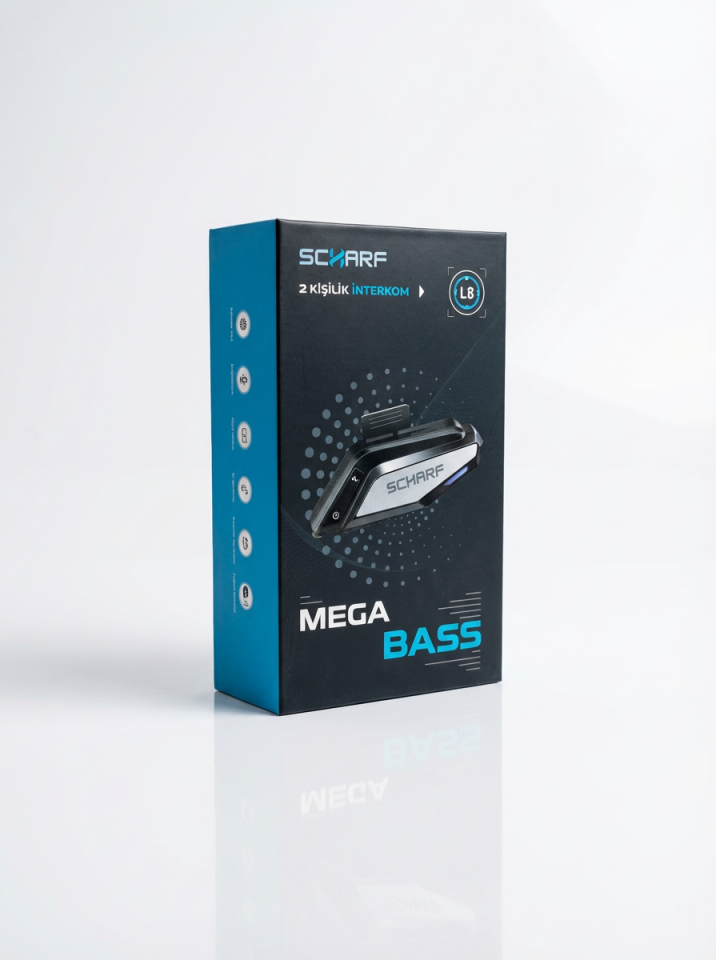 SCHARF L8 PRO Mega Bass 2. Nesil Bluetooth 5.4 Motosiklet Intercom | 2 Kişilik Bağlantı |