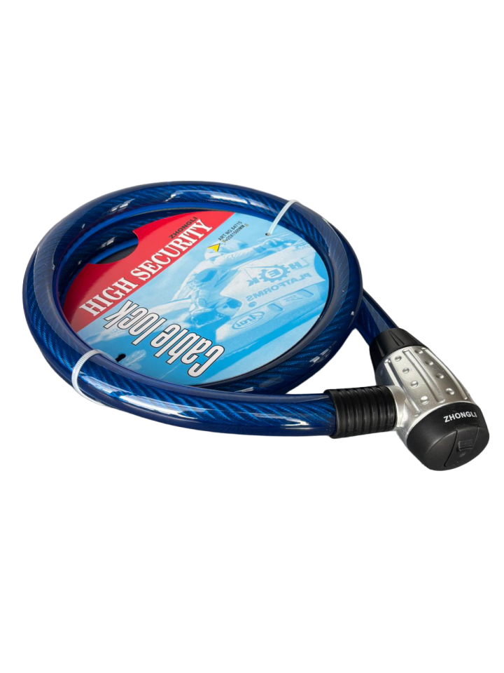 SCHARF Motosiklet Kilidi 1500mm x 25mm Çelik Halat – Mavi Güvenlik Kilidi