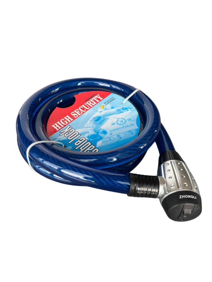 SCHARF Motosiklet Kilidi 2000mm x 25mm Çelik Halat – Mavi Güvenlik Kilidi
