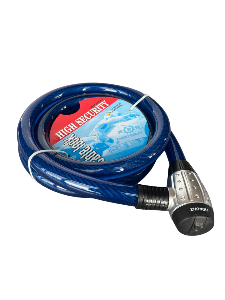 SCHARF Motosiklet Kilidi 2000mm x 25mm Çelik Halat – Mavi Güvenlik Kilidi